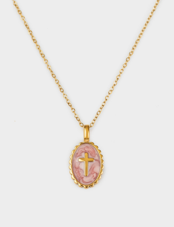 Vintage Rose Cross Necklace