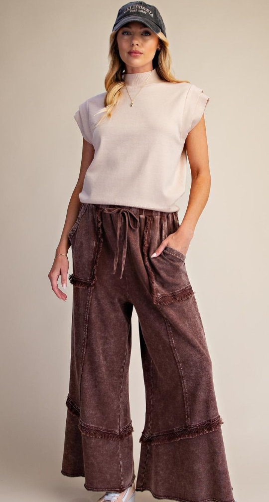 Fray Washed Terry Pants - 3 Colors!