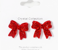 Crystal Bow Studs in Red
