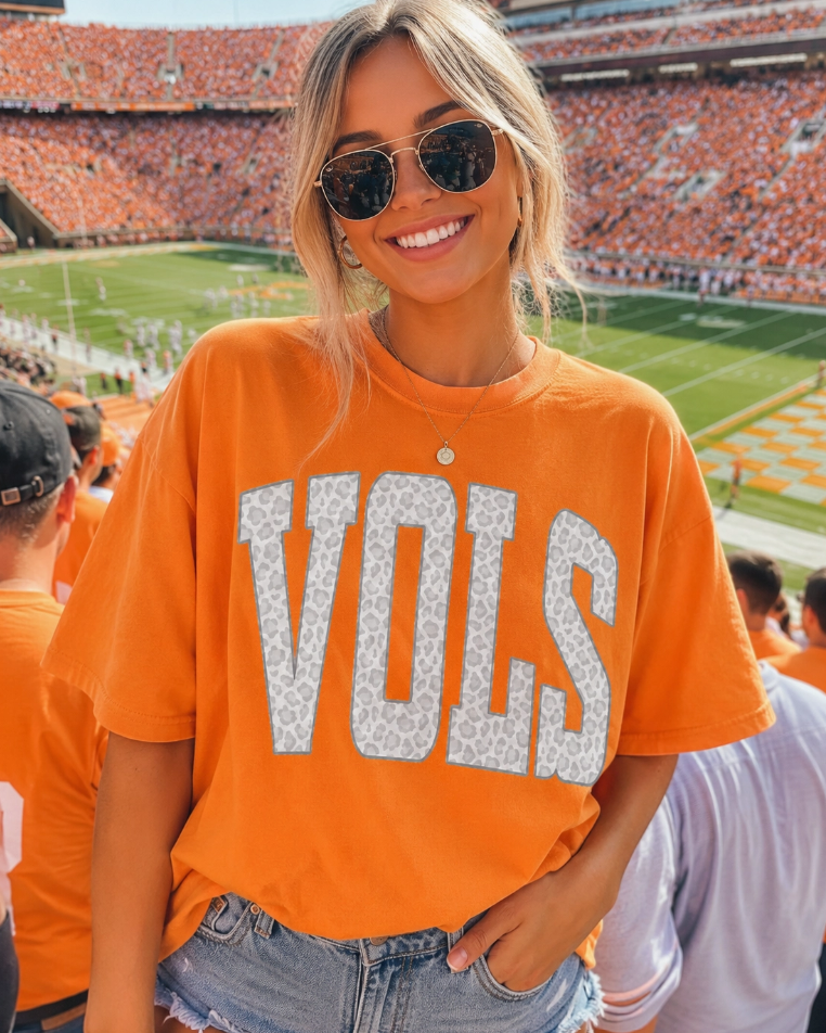White Leopard VOLS Tee in Orange