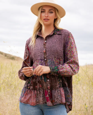Vintage Floral Button Tunic Top- 2 Colors!