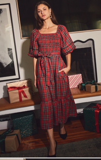 Smocked Plaid Midi Dress- 2 Colors!