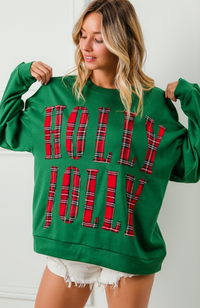 Plaid Holly Jolly Sweatshirt