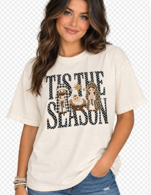 Tis The Season Nativity Tee in Ivory