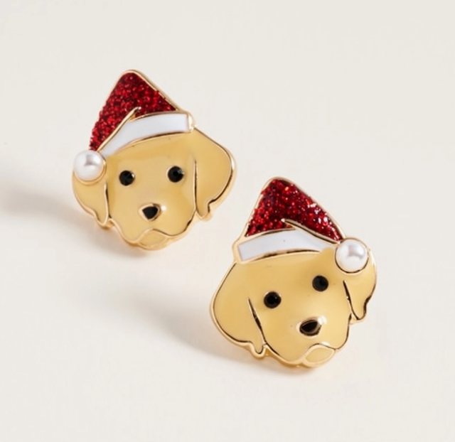Golden Retriever Christmas Earrings