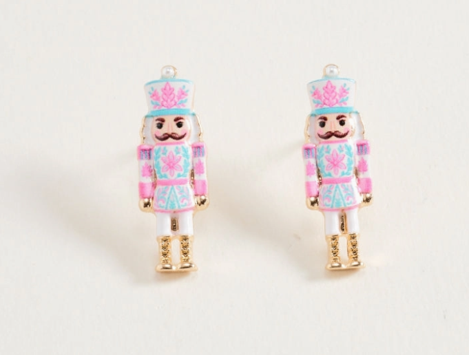 Nutcracker Stud Earrings in Pink