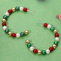 Christmas Beaded Hoops