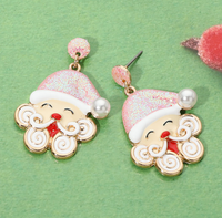 Whimsical Santa Earrings in Pink