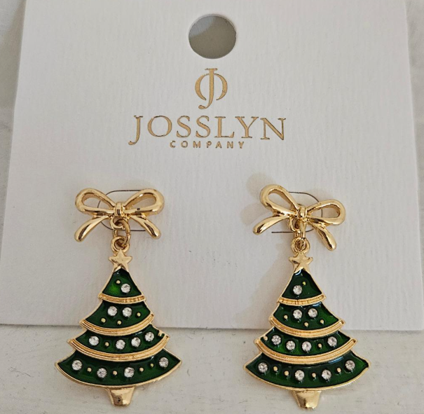 Christmas Tree & Bow Earrings