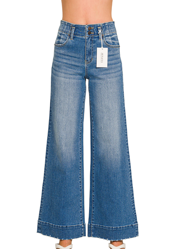 Wide Leg Denim Pants in Medium