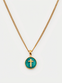 Emerald Agape Cross Pendant Necklace