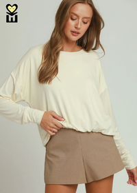 Bamboo Bubble Hem LS Top- 2 Colors!