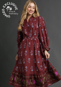 Floral Maxi Dress in Burgundy Mix