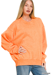 Acid Wash OS Fleece Pullover- 14 Colors!