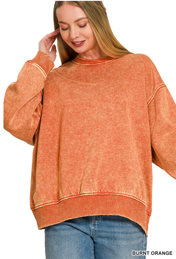 Acid Wash OS Fleece Pullover- 14 Colors!