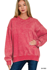 Acid Wash OS Fleece Pullover- 14 Colors!