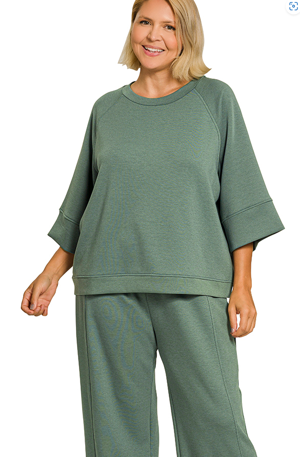 Scuba 3/4 Sleeve 2 Piece Set in DK Forest