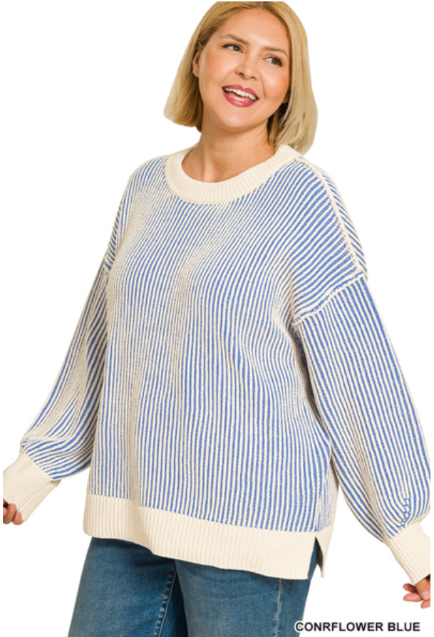 Two Tone Crewneck Sweater- 5 Colors!
