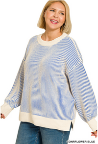 Two Tone Crewneck Sweater- 5 Colors!