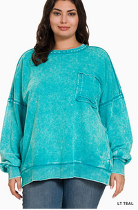 French Terry Raw Edge Pocket Pullover- 4 Colors!