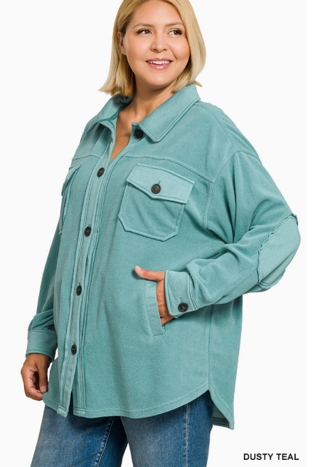 Plus OS Fleece Shacket- 2 Colors!