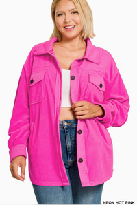 Plus OS Fleece Shacket- 2 Colors!