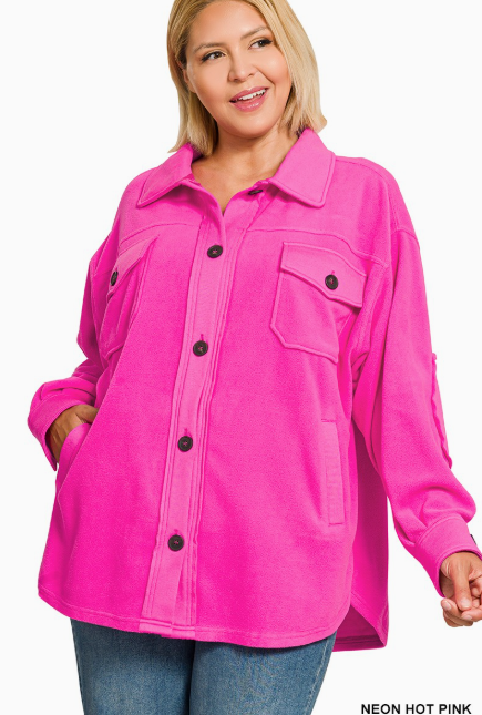Plus OS Fleece Shacket- 2 Colors!