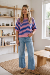 Striped Contrast Trim Knit Top- 2 Colors!