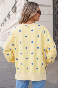 Polka Dot OS LS Top in Yellow/Blue