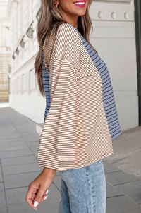 Striped Crew Neck Casual Trio Top