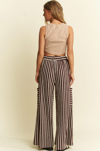 Curvy Stripe Wide Leg Pants in Brown