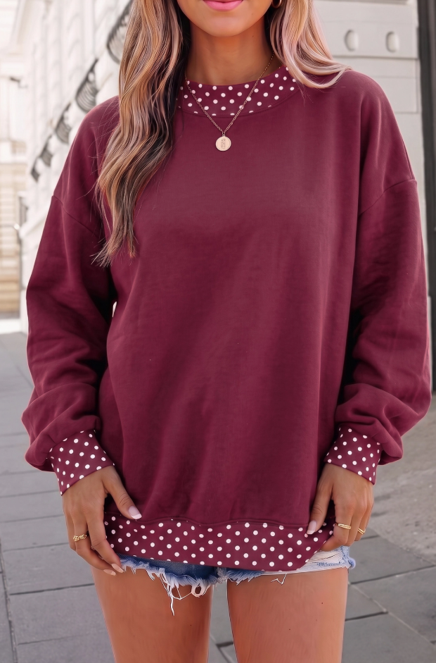 Polka Dot Trim Mock Neck- 3 Colors!
