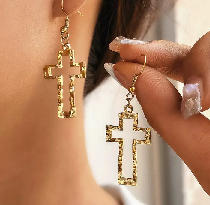 Cross Dangle Earrings- 2 Colors!