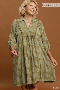 Ruffle Sleeve Dress W/ Scallop Lace Detail- 2 Colors!
