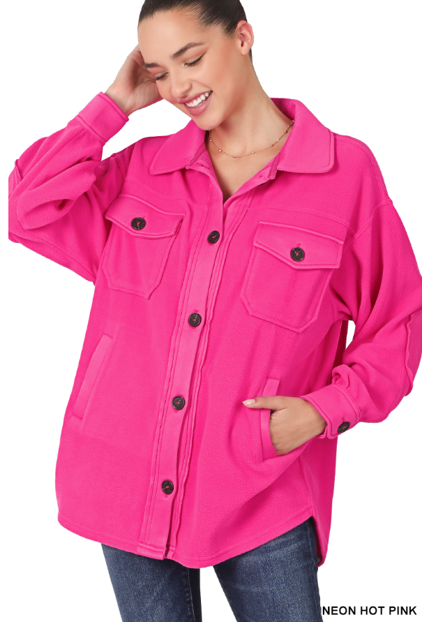 OS Fleece Shacket- 2 Colors!