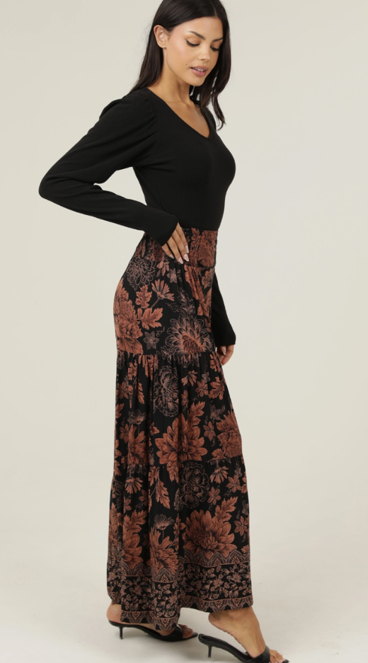 Wide Leg Printed Pants in Black