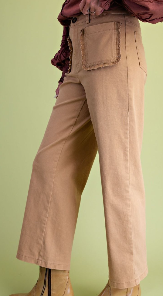 Washed Twill Pants in Khaki