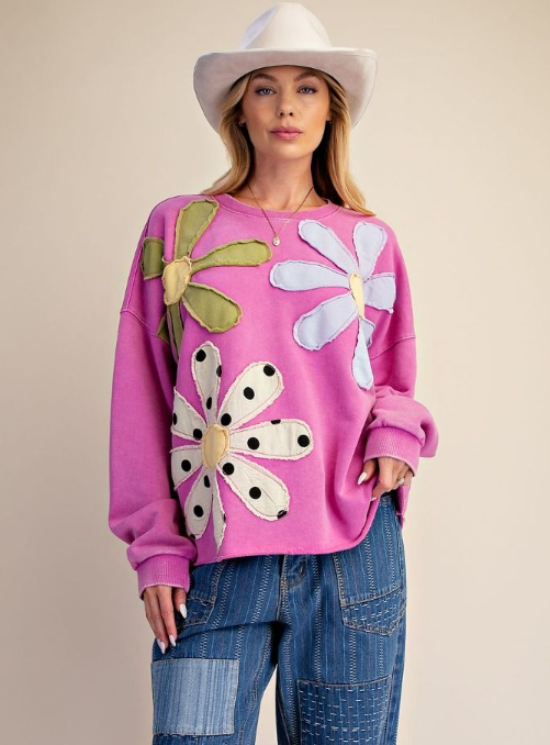 LS Flower Patch Pullover - 2 Colors!