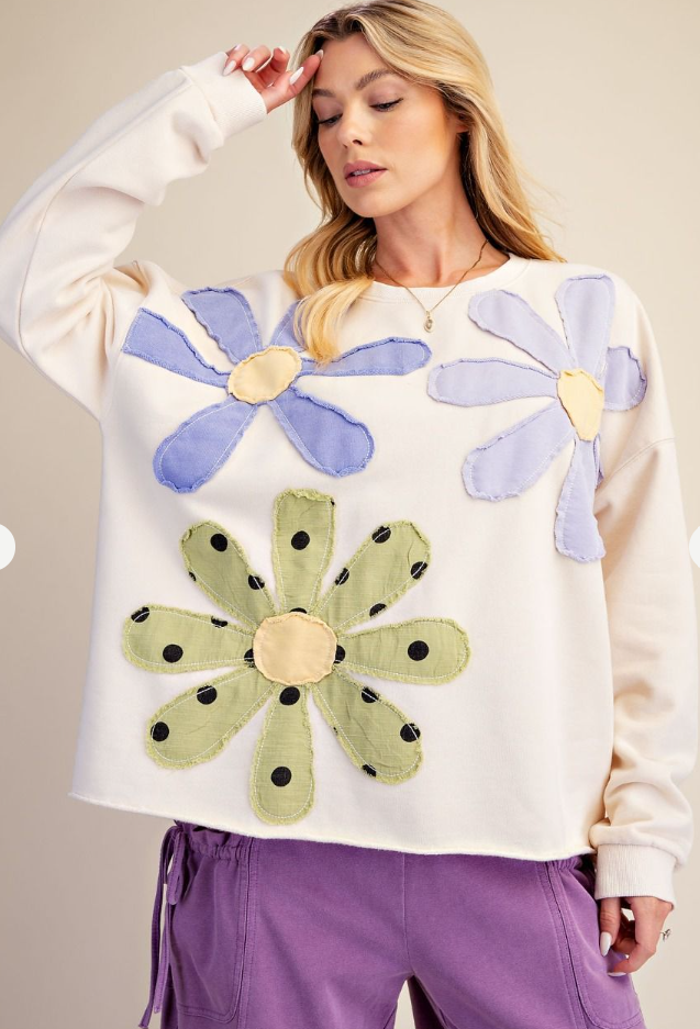 LS Flower Patch Pullover - 2 Colors!