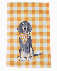 Orange Plaid Bluetick Coonhound Garden Flag