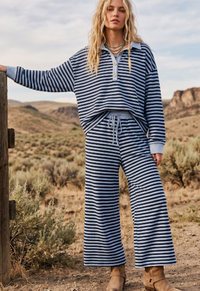 Soft Touch Stripe Set in Blue/Navy