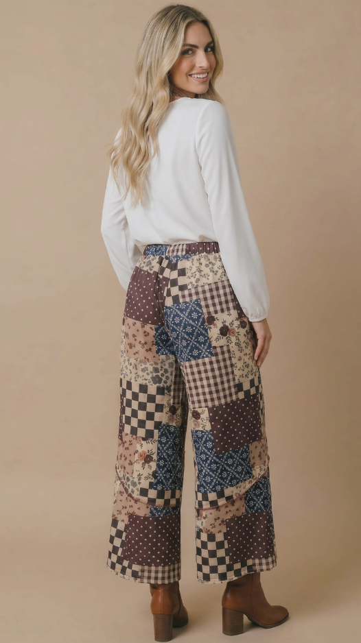 Fall Patchwork Floral Pants