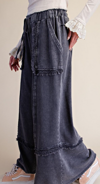 Fray Washed Terry Pants - 3 Colors!