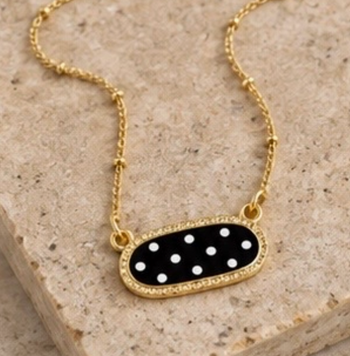 Polka Dot Necklace in Black/White