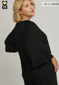 Ruffle Tier Raglan Sleeve Top in Black