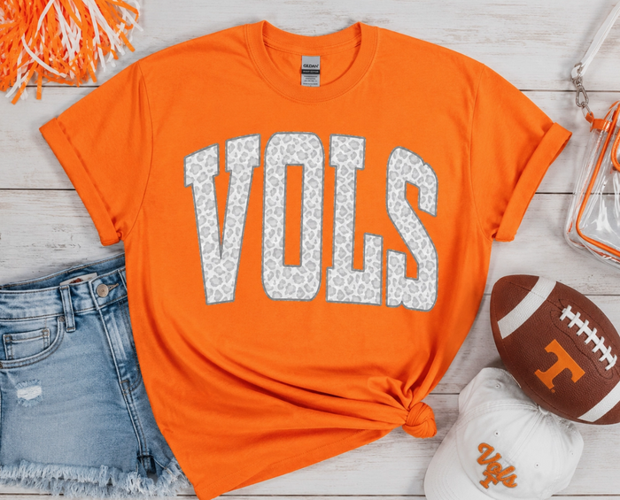 White Leopard VOLS Tee in Orange