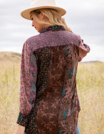 Vintage Floral Button Tunic Top- 2 Colors!