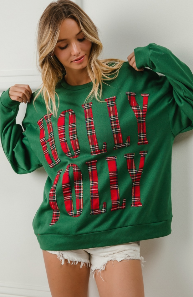 Plaid Holly Jolly Sweatshirt