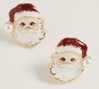 Pearl Glittered Santa Studs- 2 Colors!