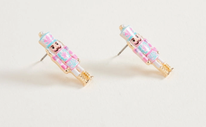 Nutcracker Stud Earrings in Pink